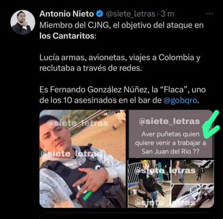 Miembro del CJNG, el objetivo del ataque en los cantaritos , Fernando Núñez, “La Flaca”.