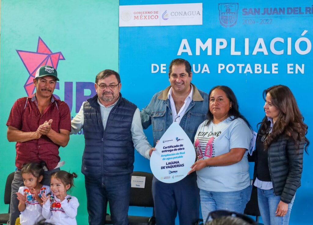 JAPAM y CONAGUA entregan obra de ampliación de red de agua potable en Laguna de Vaquerías.