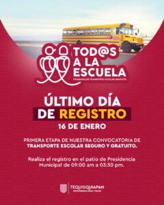 Hoy es el último día para registrarte en el programa de transporte escolar gratuito en Tequisquiapan