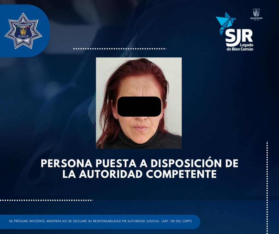 Mujer detenida por robo a comercio en SJR