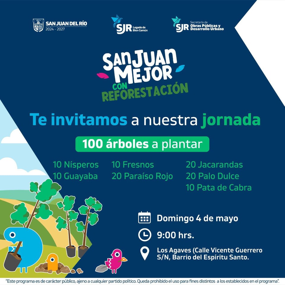 Convocan a jornada de reforestación en San Juan del Río este domingo 4 de mayo