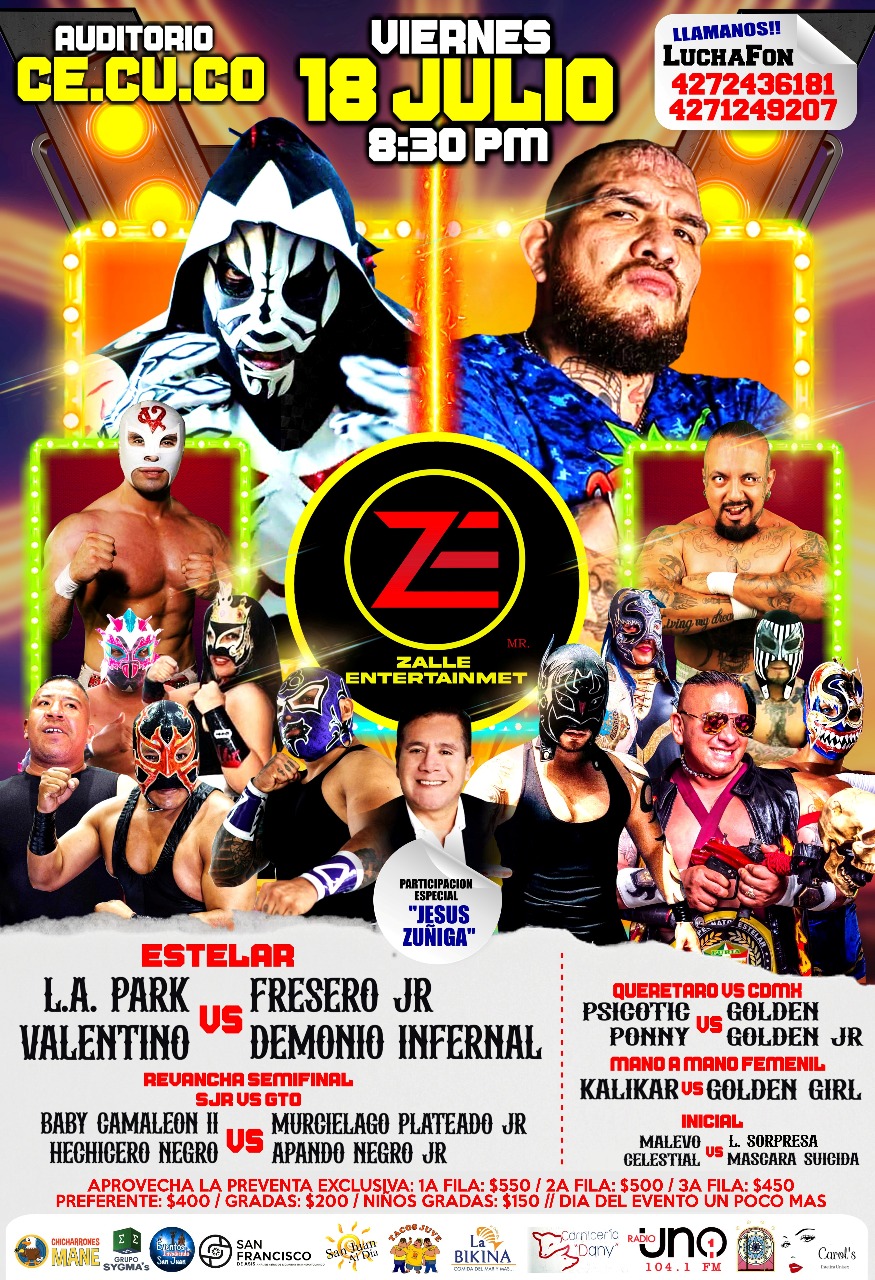 Zalle Entertainment anuncia gran función de lucha libre en San Juan del Río