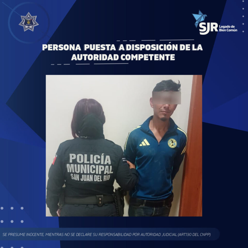 Detienen a sujeto por robo de celular en veterinaria de San Juan del Río.