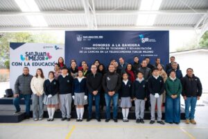 Entregan arcotecho y rehabilitan canchas en la Telesecundaria Tercer Milenio de Senegal de las Palomas