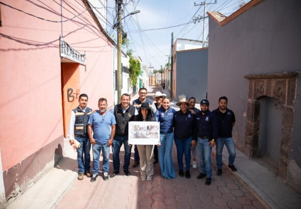 Rehabilitan calle Luis Montañez en el Centro de San Juan del Río